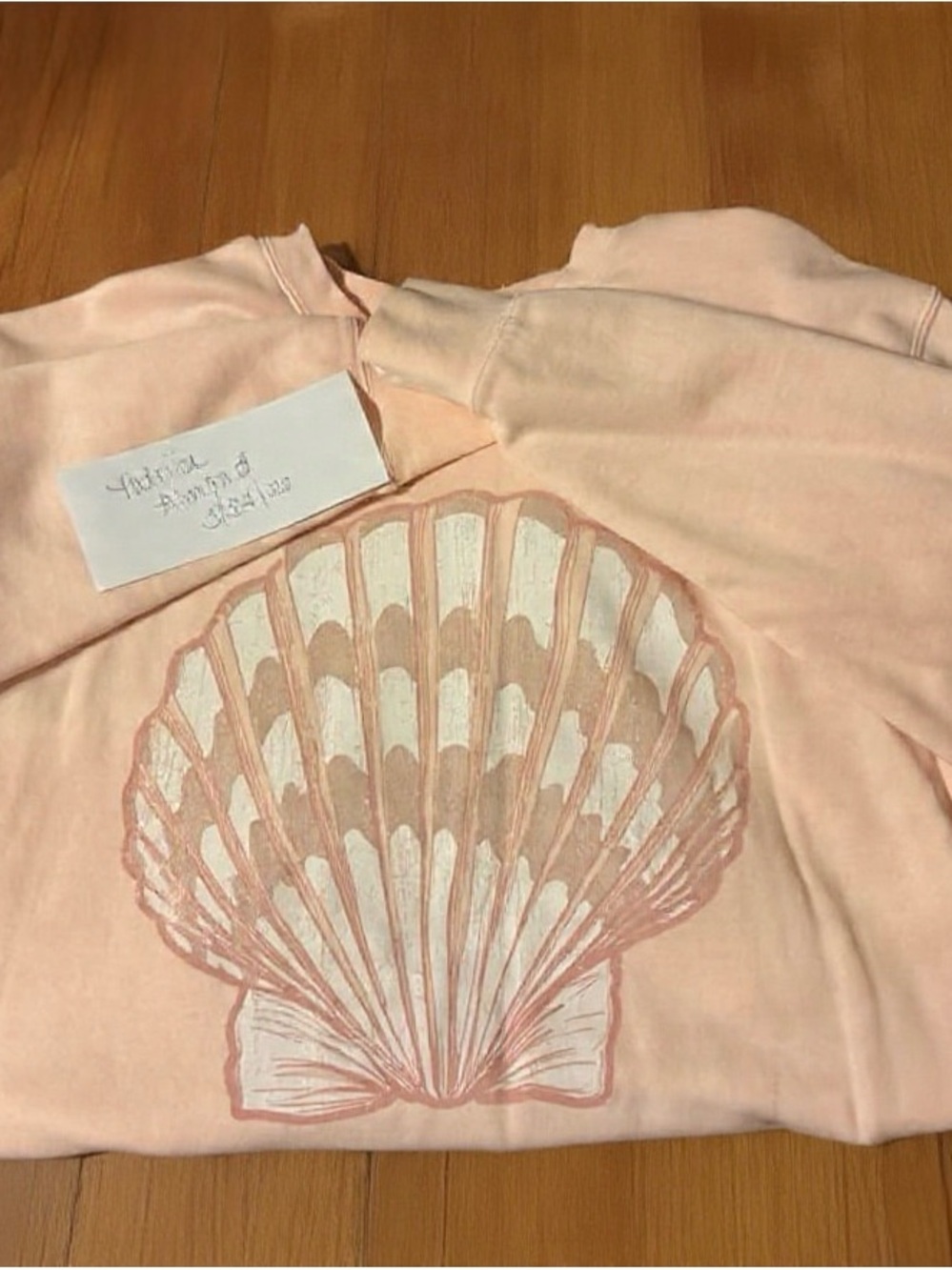 Living Fully Peach Shell Graphic Pullover Sweatshirt